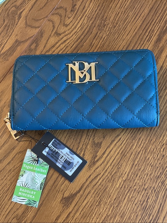Badgley Mischka Handbags - Badgley Mischka Quilted Zip Wallet — Teal